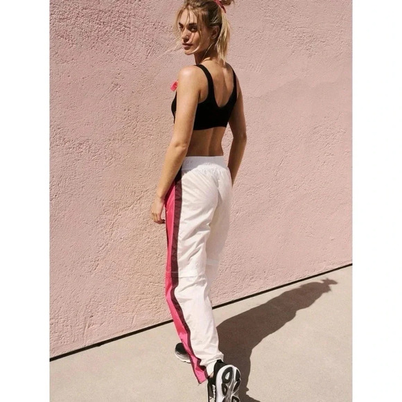 New Free People End Zone Track Pants Wide Leg Nyon Cargo FP Movement White Small - Picture 6 of 13